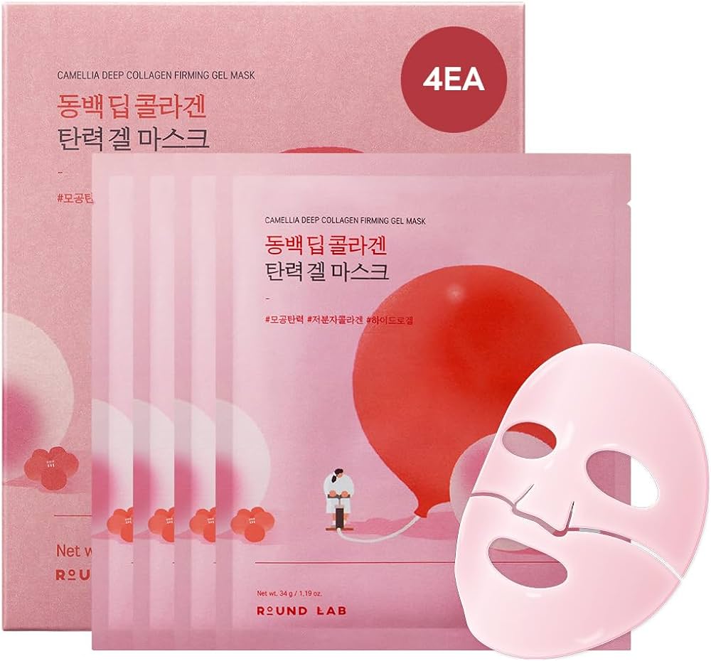 Round Lab Camellia Deep Collagen Firming Gel Mask (4EA). - Imagen 2